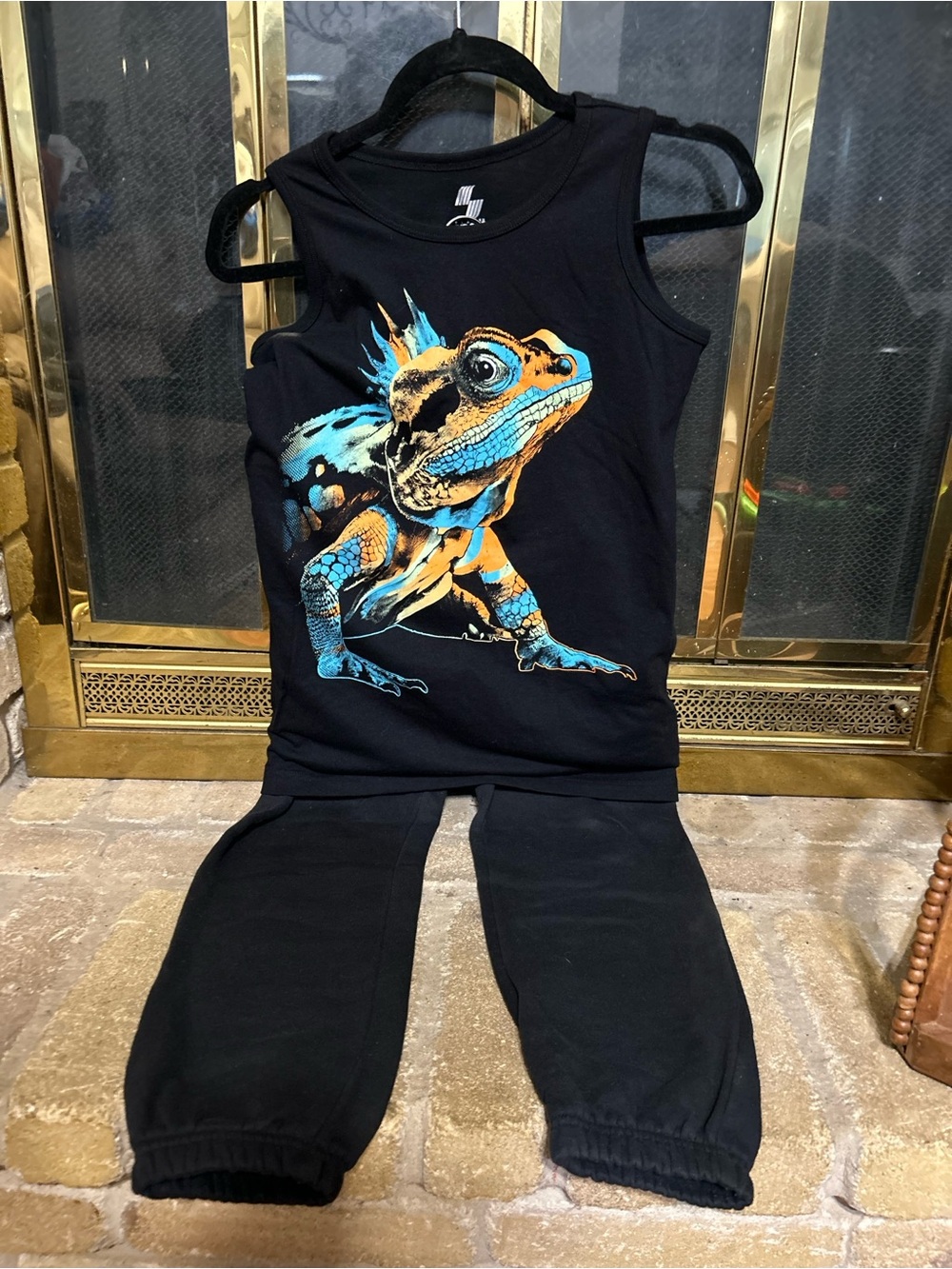 Boys Size Large Place Sport Graphic Tank Shirt and Black 3 Brand Pants.